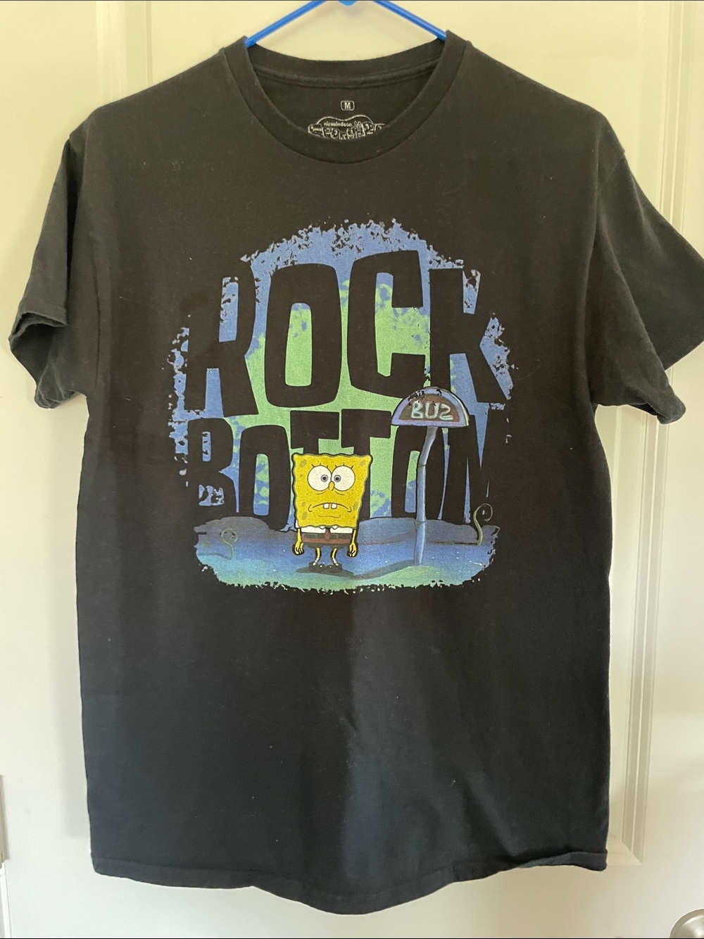 SpongeBob Squarepants Black Rock Bottom Graphic Tee sz medium